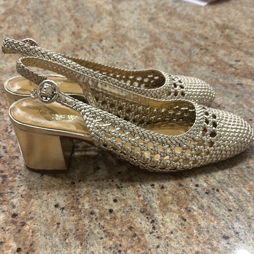 Gold j crew slingback heels